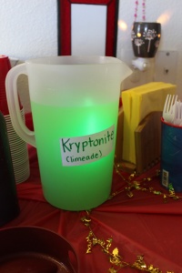 Kryptonite (limeade) with glow sticks in it!